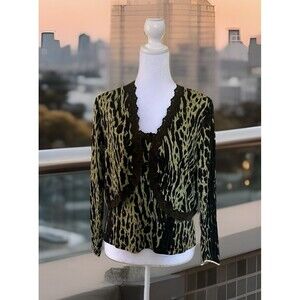 Dolcetti Two Piece Tank Top & Bolero Twin Set Leopard Print Size L